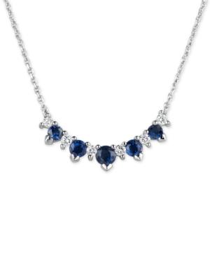 Sapphire (3/4 Ct. T.w.) & Diamond (1/5 Ct. T.w.) Collar Necklace In 14k White Gold
