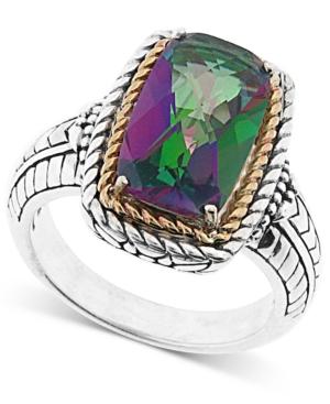 Mystic Quartz Statement Ring (16 X 12mm) In 14k Yellow Gold Over Sterling Silver