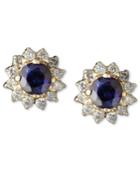Royalty Inspired By Effy Sapphire (5/8 Ct. T.w.) And Diamond (1/4 Ct. T.w.) Round Stud In 14k Gold, Created For Macy's
