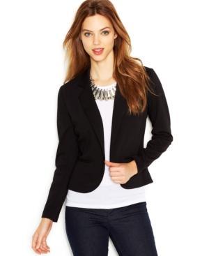 Bar Iii Notched-lapel Ponte-knit Cropped Blazer