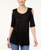 Style & Co. Cold-shoulder Flutter-sleeve Top, Only At Macy's