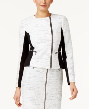Calvin Klein Colorblocked Jacquard Moto Jacket