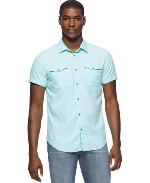 Calvin Klein Jeans Men's Herringbone Slub Short-sleeve Utility Shirt