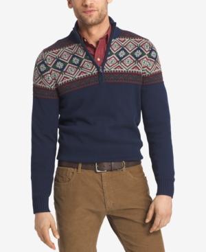 Izod Men's Quarter Zip Fair Isle Sweater