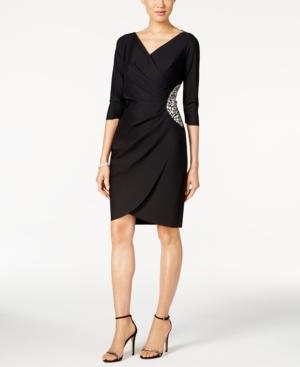 Alex Evenings Ruched Embellished Sheath Dress