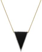 Onyx (9/10 Ct. T.w.) And Diamond (1/10 Ct. T.w.) Triangle Pendant Necklace In 14k Gold