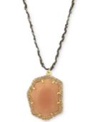 Vince Camuto Gold-tone Peach Stone Pave Trim Pendant Necklace