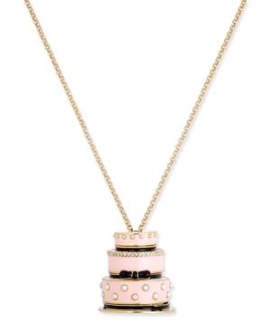 Kate Spade New York Gold-tone Three-ring Pink Cake Message Pendant Necklace