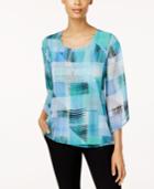 Jm Collection Printed Necklace Top, Created For Macy's