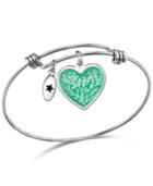 Unwritten Family Tree Heart Charm Bangle Bracelet In Stainless Steel