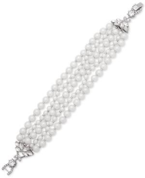Jenny Packham Silver-tone Imitation Pearl & Crystal Multi-strand Bracelet