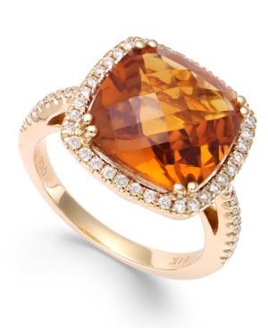 Citrine (6 Ct. T.w.) And Diamond (1/3 Ct. T.w.) Ring In 14k Gold