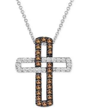 Le Vian Chocolatier Diamond Cross Pendant Necklace (3/8 Ct. T.w.) In 14k White Gold