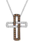Le Vian Chocolatier Diamond Cross Pendant Necklace (3/8 Ct. T.w.) In 14k White Gold