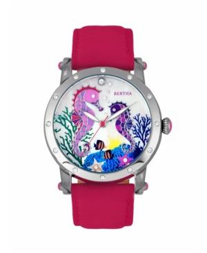 Bertha Quartz Morgan Collection Silver And Pink Leather Watch 38mm