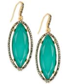 Inc International Concepts Gold-tone Hematite Pave & Green Stone Drop Earrings, Only At Macy's