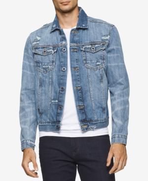 Calvin Klein Jeans Men's Destructed Sky Denim Trucker Jacket
