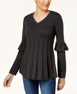 Style & Co Ruffled Pleated Sweater, Created For Macy's