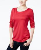 Charter Club Petite Three-quarter-sleeve Top, Only At Macy's