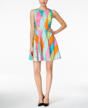 Cece By Cynthia Steffe Diamond-print Fit & Flare Dress