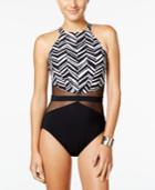 Profile By Gottex Tummy-control High-neck Illusion One-piece Swimsuit Women's Swimsuit