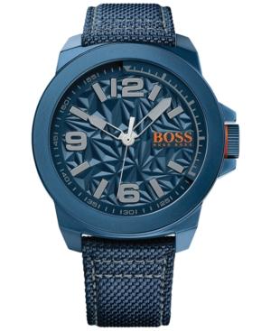 Hugo Boss Men's New York Blue Fabric Strap Watch 50mm 1513353