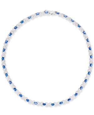 Sapphire (17-1/2 Ct. T.w.) And Diamond (1/4 Ct. T.w.) All-around Collar Necklace In Sterling Silver