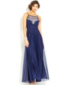 B Darlin Juniors' Pleated Embellished Gown, A Macy's Exclusive