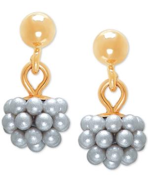 Imitation Pearl Cluster Drop Earrings In 14k Gold