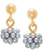 Imitation Pearl Cluster Drop Earrings In 14k Gold