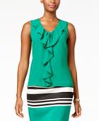 Nine West Ruffled Crepe Shell