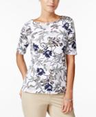 Charter Club Print Metallic-threaded Top, Created For Macy's