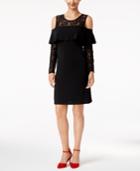 Thalia Sodi Lace Flounce Cold-shoulder Dress, Only At Macy's