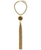 Vince Camuto Gold-tone Brown Horn Circle Tassle Necklace