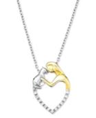 Aspca Tender Voices Sterling Silver And 10k Gold-plated Necklace, Diamond Accent Woman And Cat Heart Pendant
