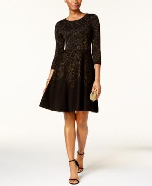 Taylor Metallic Fit & Flare Sweater Dress