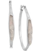 Lucky Brand Silver-tone Druzy Stone Hoop Earrings