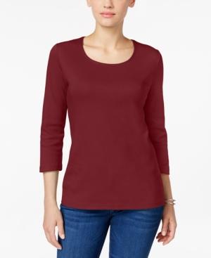 Karen Scott Petite Cotton Scoop-neck Top, Created For Macy's