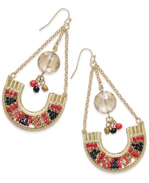 Thalia Sodi Gold-tone Red U-shape Drop Earrings, Only At Macy's