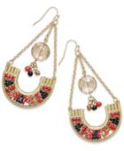 Thalia Sodi Gold-tone Red U-shape Drop Earrings, Only At Macy's