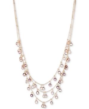 Anne Klein Gold-tone Shaky Bead Triple-layer Necklace