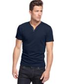 Alfani Solid Slim-fit, Split Crew-neck T-shirt, Only At Macy's