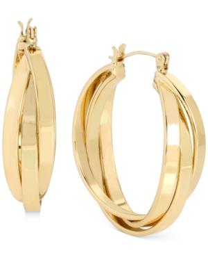 Touch Of Silver Triple Hoop Earrings In 14k Gold-plating