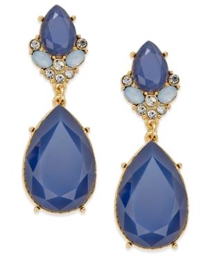 Inc International Concepts Gold-tone Blue Stone Drop Earrings, Only At Macy's