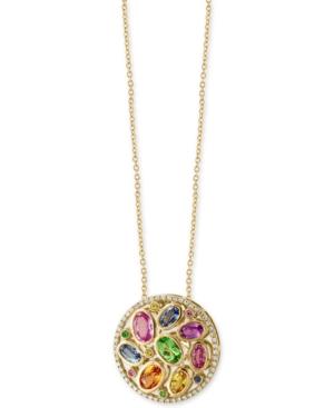 Effy Watercolors Multi-gemstone (3-3/8 Ct. T.w.) And Diamond (1/5 Ct. T.w.) Pendant Necklace In 14k Gold