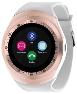 unisex galaxy bluetooth pink beige silicone strap touchscreen smart watch 42mm