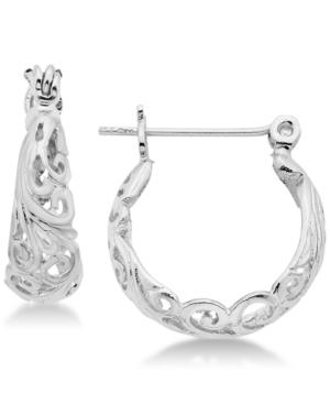 Essentials Small Filigree Hoop Earrings In Silver