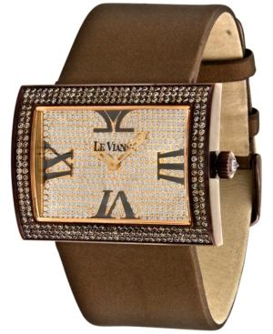 Le Vian Time Diamond Unisex Brown Leather Strap Watch (4-1/2 Ct. T.w.) 43mm Zag139a