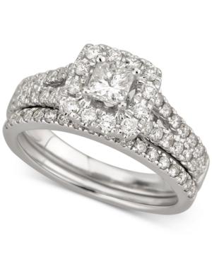 Diamond Princess Halo Bridal Set (1-1/5 Ct. T.w.) In 14k White Gold