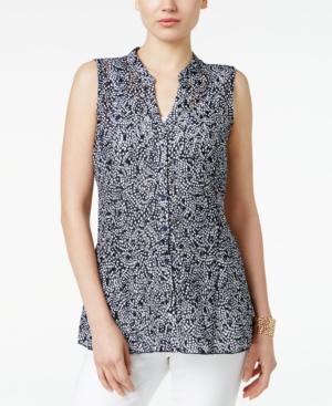 Charter Club Lace Dot-print Top, Only At Macy's